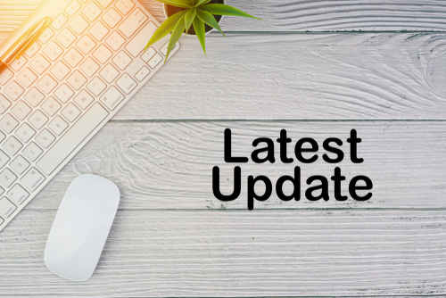 y geiriau "diweddariad diweddaraf"